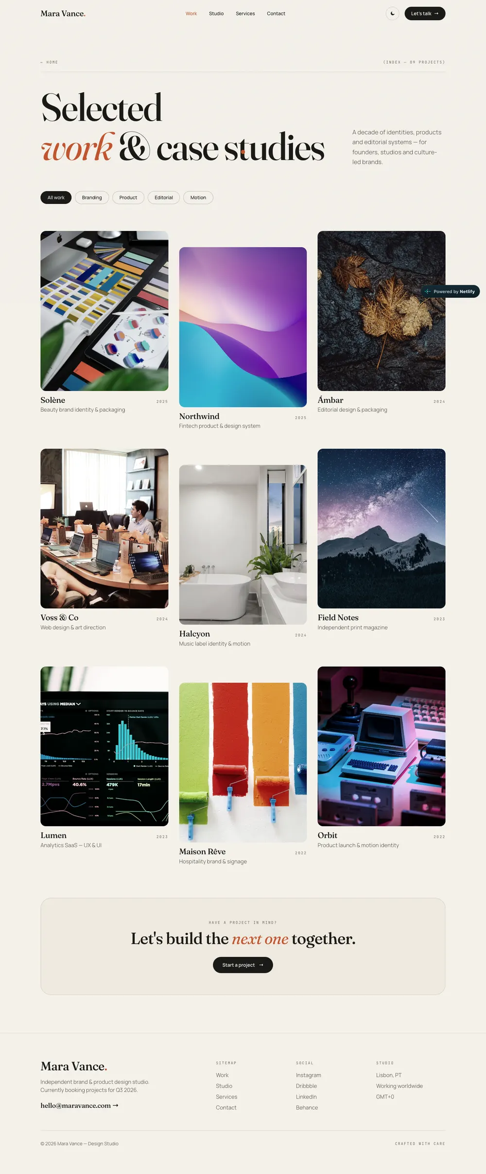 Mara Vance — Work page