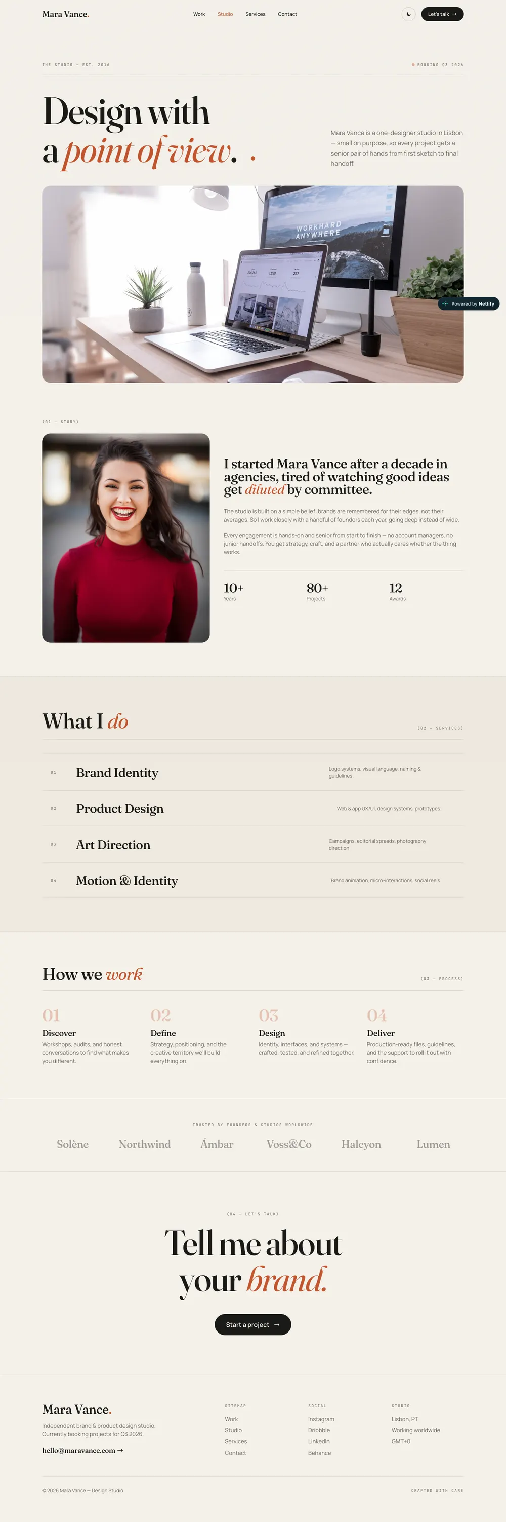 Mara Vance — Studio page