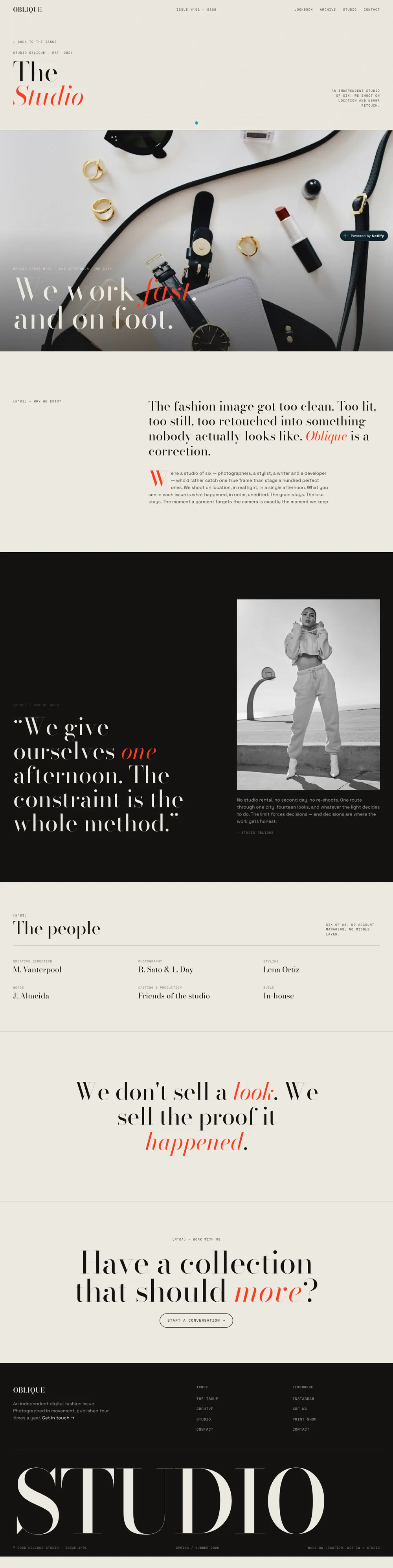 Oblique — Studio page