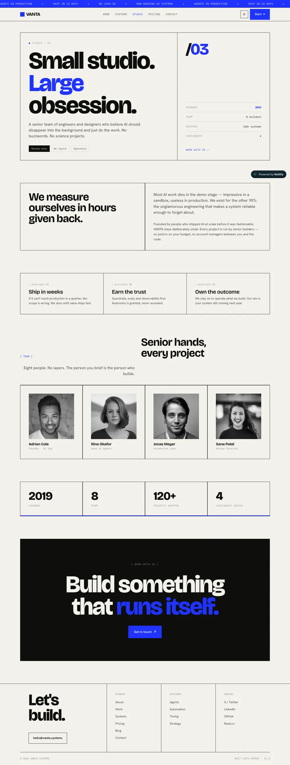 Vanta — Studio page