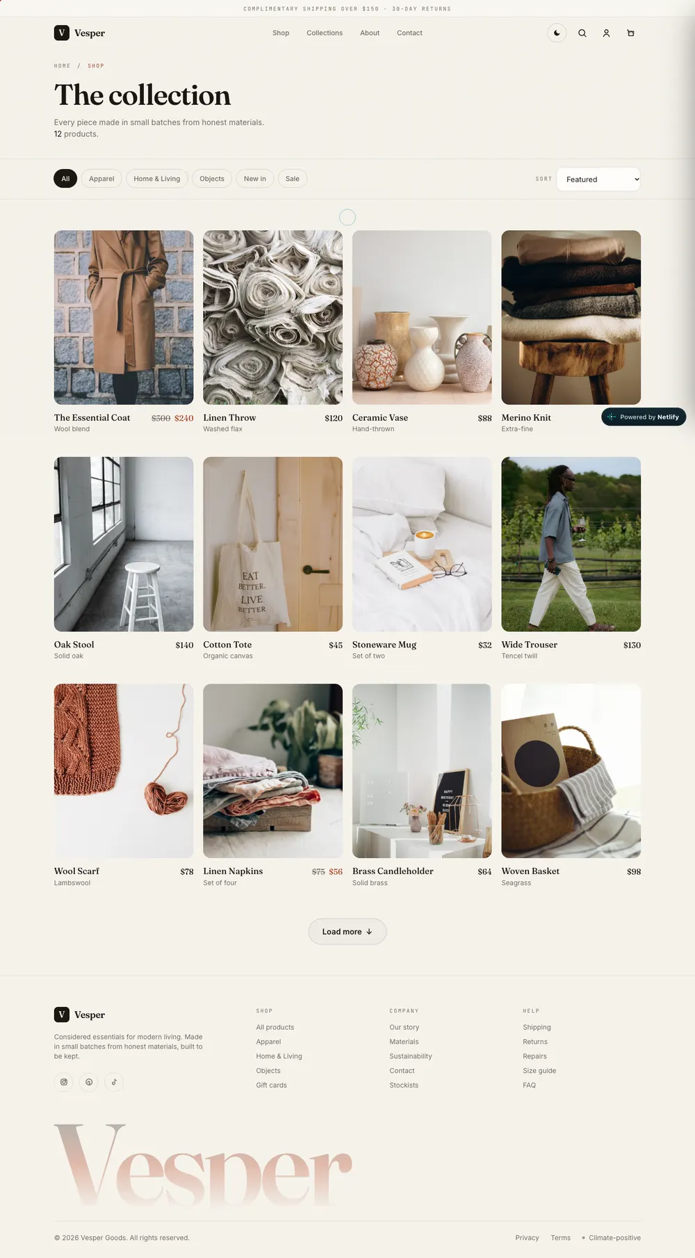 Vesper — Shop page