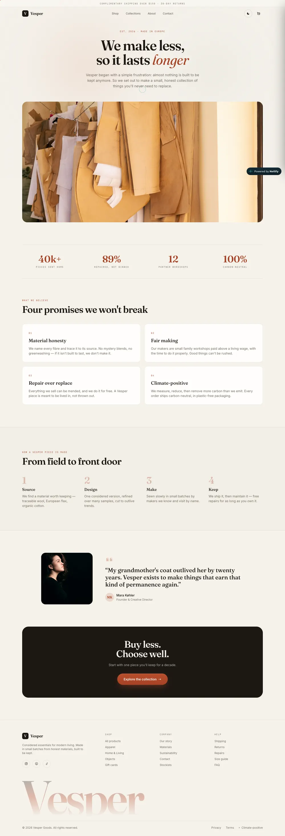 Vesper — Our story page